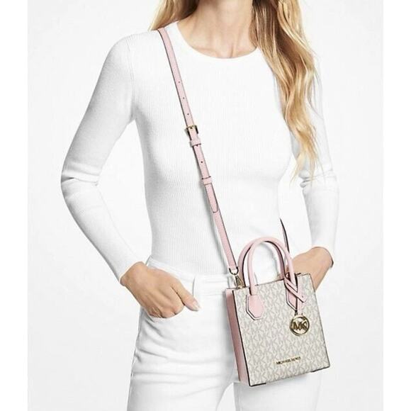 Michael Kors Mercer Shopper Leather Crossbody Bag - Picture 1 of 8